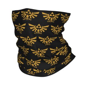 Bandana tubular preta com brasão Hylian dourado, de The Legend of Zelda