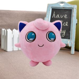 Bolsa de pelúcia do Jigglypuff, de Pokémon, rosa e redonda com olhos azuis