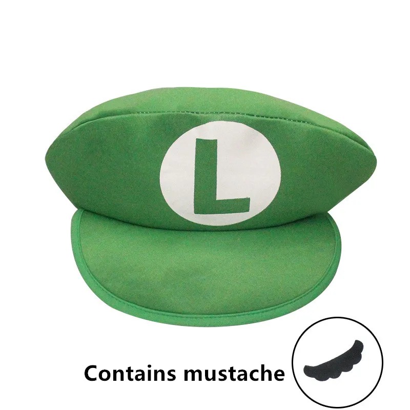 Boné verde do Luigi com L branco em círculo, visto de frente