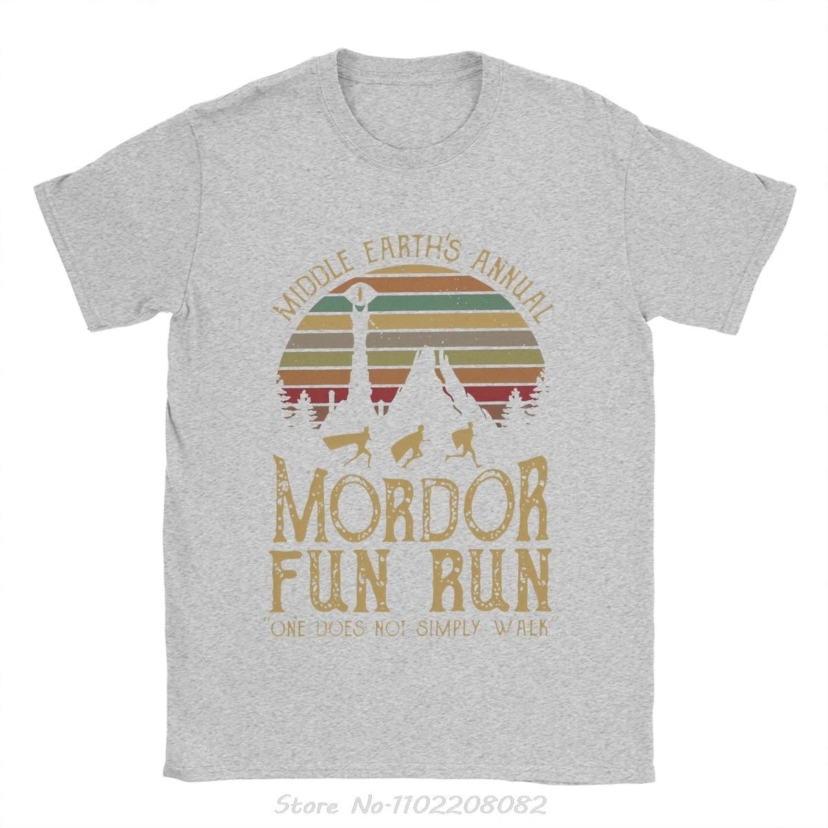 Camiseta cinza-clara retrô Mordor Fun Run, de O Senhor dos Anéis