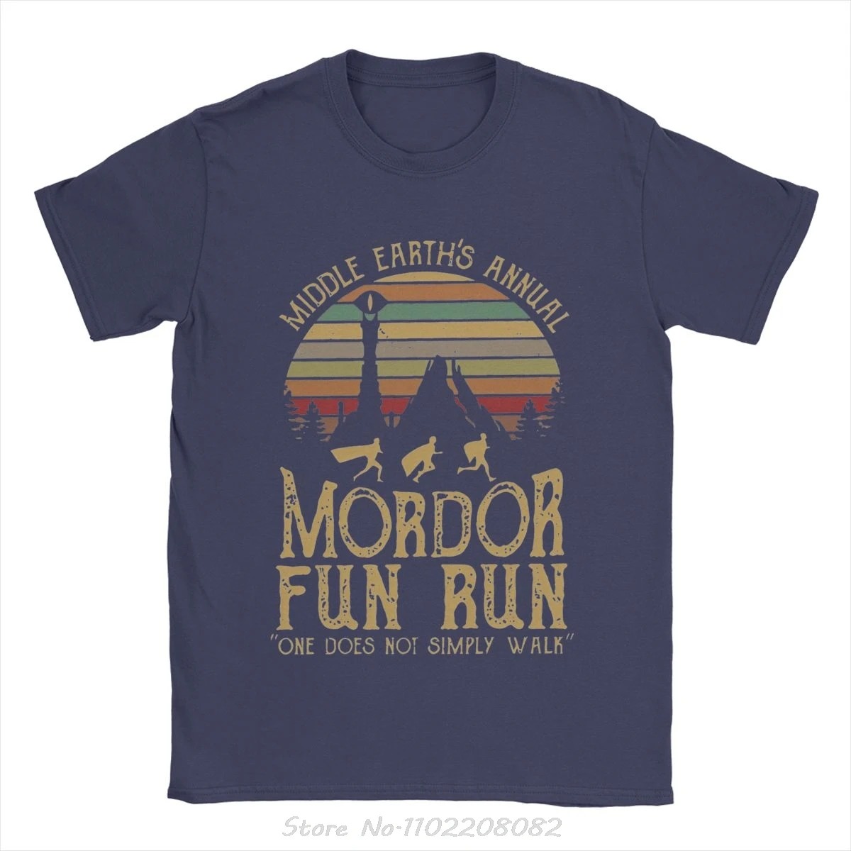 Camiseta azul-marinho retrô Mordor Fun Run, de O Senhor dos Anéis