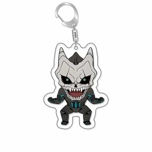 Chaveiro chibi do Kaiju No. 8 em forma de monstro, em acrílico, com mosquetão de metal