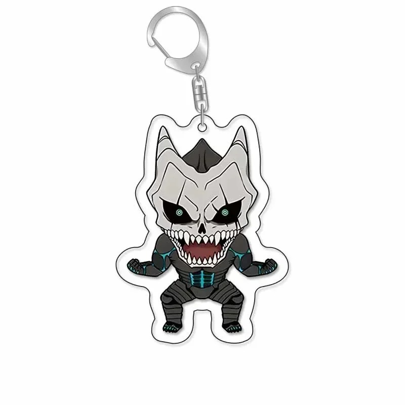Chaveiro chibi do Kaiju No. 8 em forma de monstro, em acrílico, com mosquetão de metal
