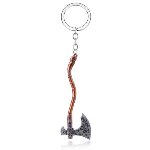 Machado do Kratos, de God of War, feito chaveiro de metal com cabo cor de cobre e argola