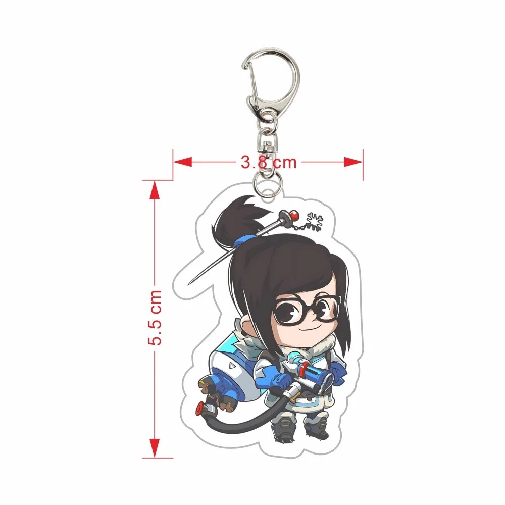 Chaveiro de acrílico da Mei chibi, Overwatch, de 5,5 x 3,8 cm, com mosquetão de metal