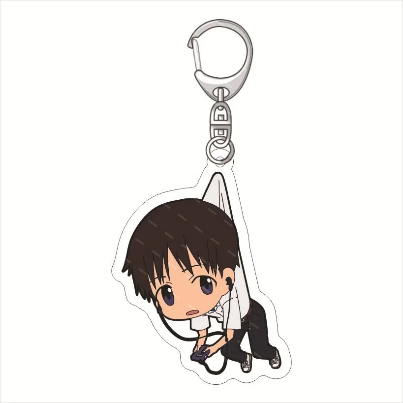Chaveiro de acrílico do Shinji Ikari chibi, Neon Genesis Evangelion, com mosquetão de metal