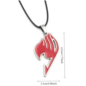 Pingente vermelho do emblema de Fairy Tail com medidas de 4,5 x 2,5 cm