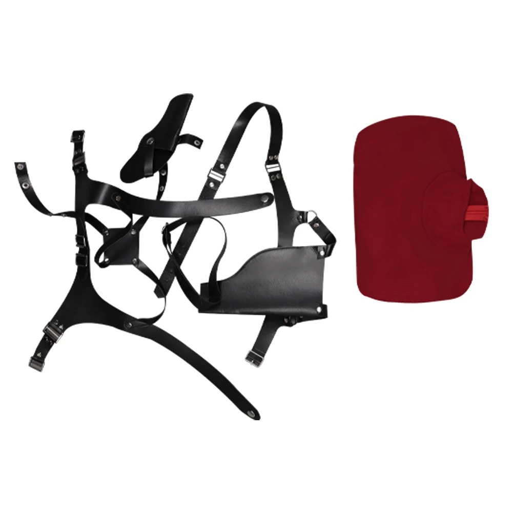 Arnês preto e bolsa vermelha que acompanham o cosplay da Ada Wong, Resident Evil