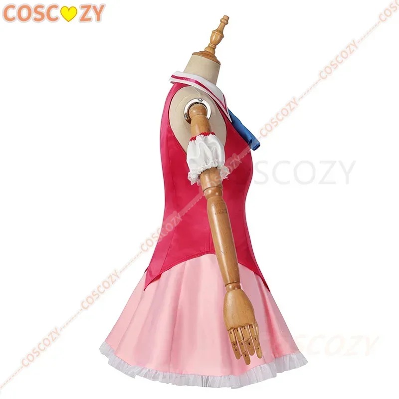 Vestido rosa do cosplay da Ai Hoshino, de Oshi no Ko, de lado em manequim