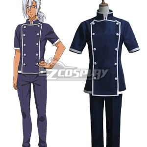 Dólmã de chef azul-marinho do Akira Hayama, de Food Wars, com calça
