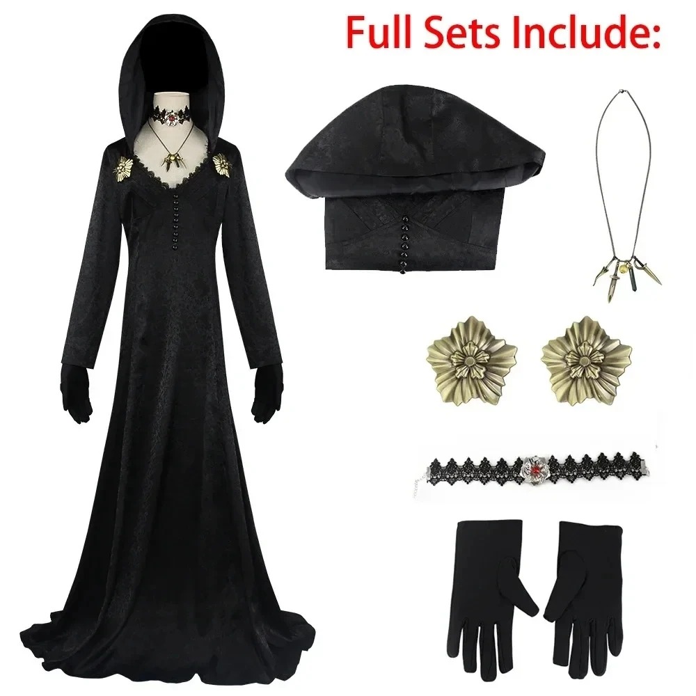 Peças do conjunto da Bela: vestido, flores, gargantilha, luvas e colar, Resident Evil Village