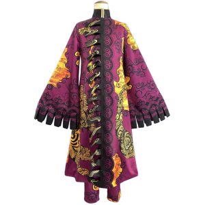 Casaco do Haruchiyo Sanzu, de Tokyo Revengers, roxo com estampa dourada e mangas largas