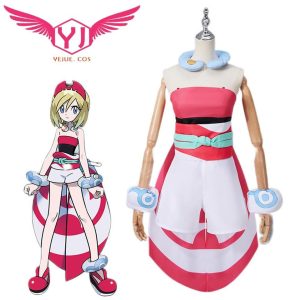 Traje da Irida, de Pokémon Legends: Arceus, branco e vermelho com detalhes azuis
