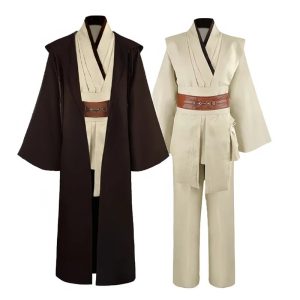 Capa marrom, túnica bege e faixa do traje Jedi do Obi-Wan Kenobi, Star Wars