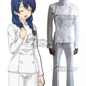 Dólmã de chef branca da Megumi Tadokoro, de Food Wars, com calça