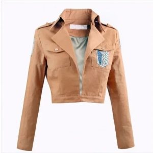 Casaco marrom com as asas da liberdade do cosplay da Mikasa, de Attack on Titan