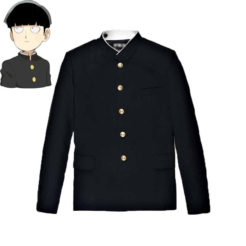 Uniforme escolar preto com botões dourados do Mob, de Mob Psycho 100