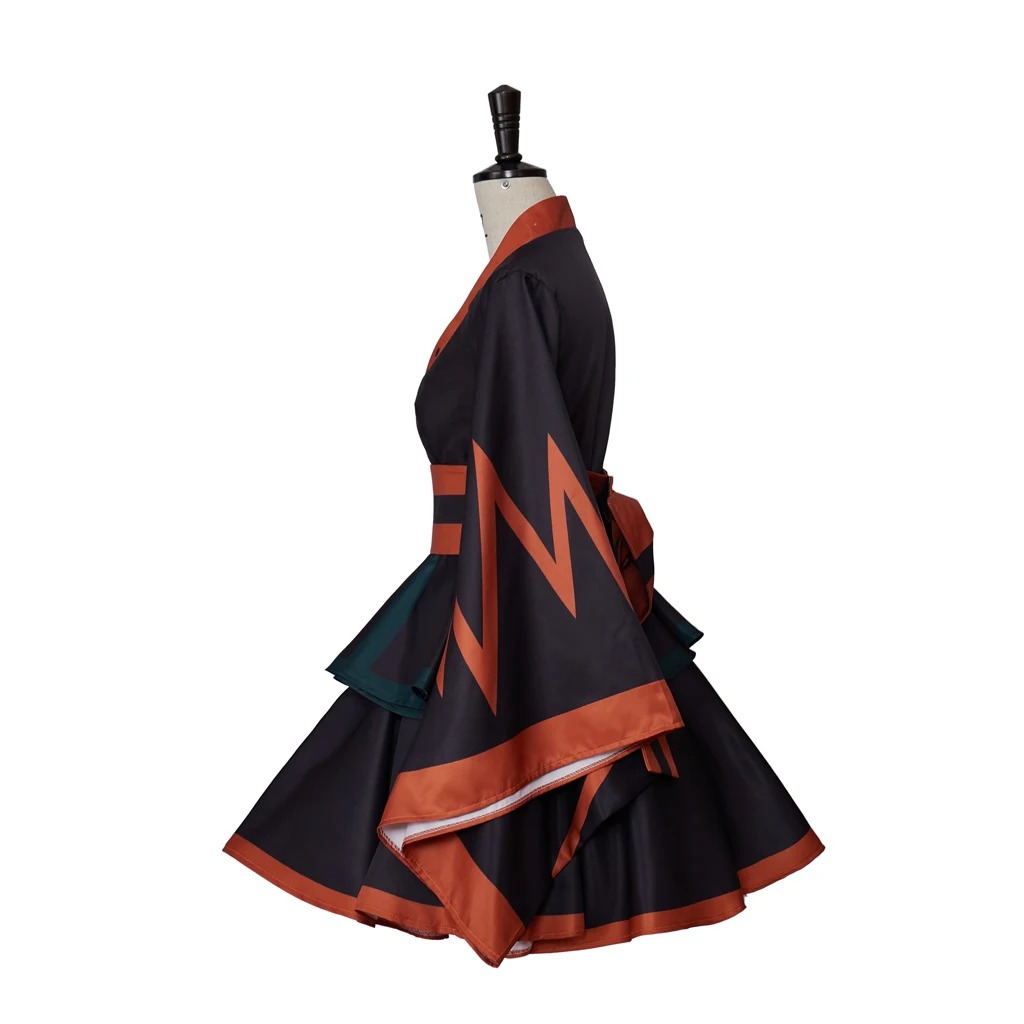 Lateral do vestido quimono lolita inspirado no Bakugo, My Hero Academia