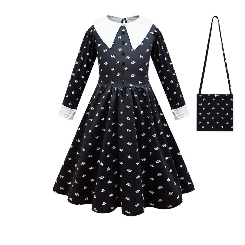 Cosplay da Wandinha, vestido e bolsa: foto 2