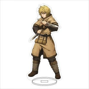 Display de acrílico do Thorfinn, de Vinland Saga, de corpo inteiro com adaga, em base transparente