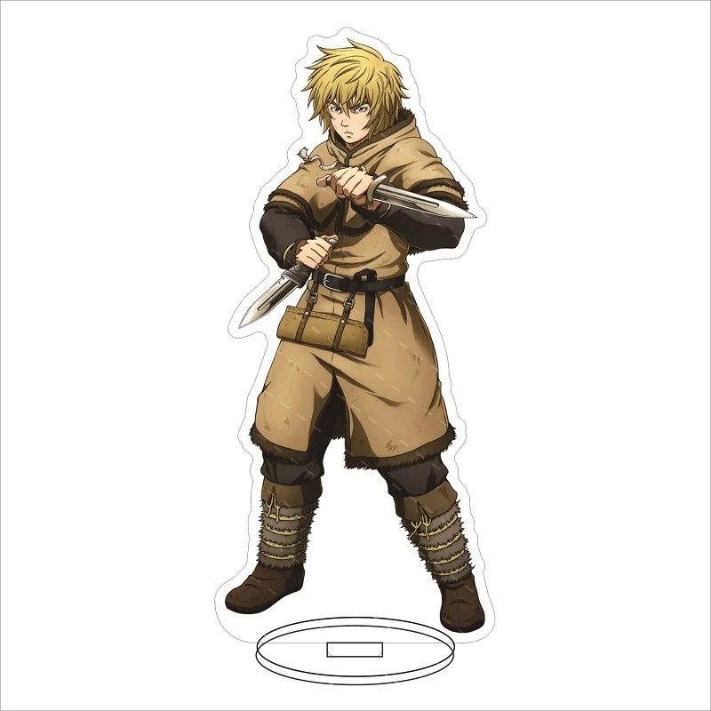 Display de acrílico do Thorfinn, de Vinland Saga, de corpo inteiro com adaga, em base transparente