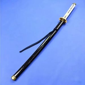 Yamato do Vergil com empunhadura branca e bainha preta sobre fundo azul