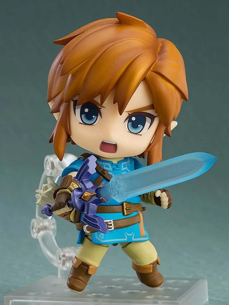 Link chibi com espada e arco, figure de Zelda Breath of the Wild