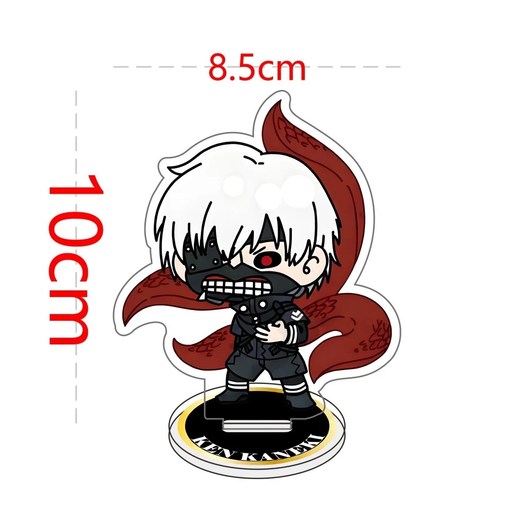 Display de acrílico do Kaneki, de Tokyo Ghoul, em arte chibi com máscara e kagune vermelho