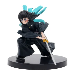 Muichiro Tokito, Demon Slayer: figure agachada com a espada, cabelo preto e verde
