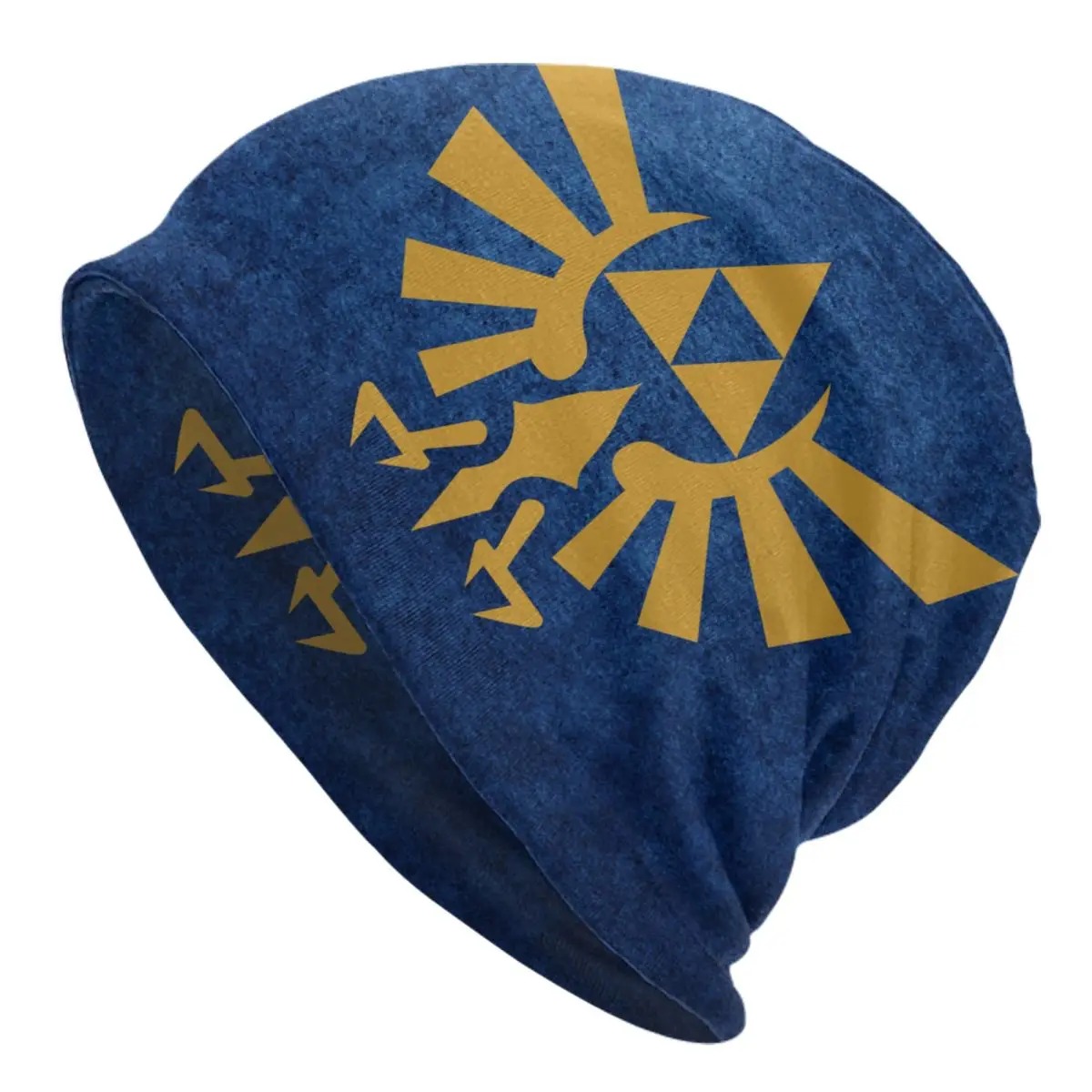 Gorro de malha azul com brasão Hylian dourado de The Legend of Zelda