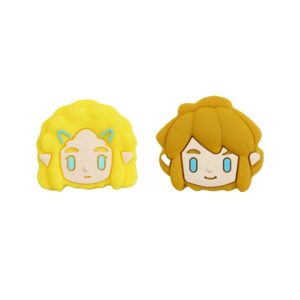 Duas capas de analógico de silicone, uma da Princesa Zelda e outra do Link, em estilo fofo