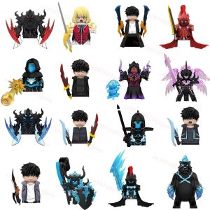 Conjunto de 16 mini figures de blocos de Solo Leveling, com Sung Jin-woo, Igris, Beru e outros