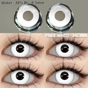 Lente branca Pure White de 14,5 mm de perto e usada no olho, para cosplay