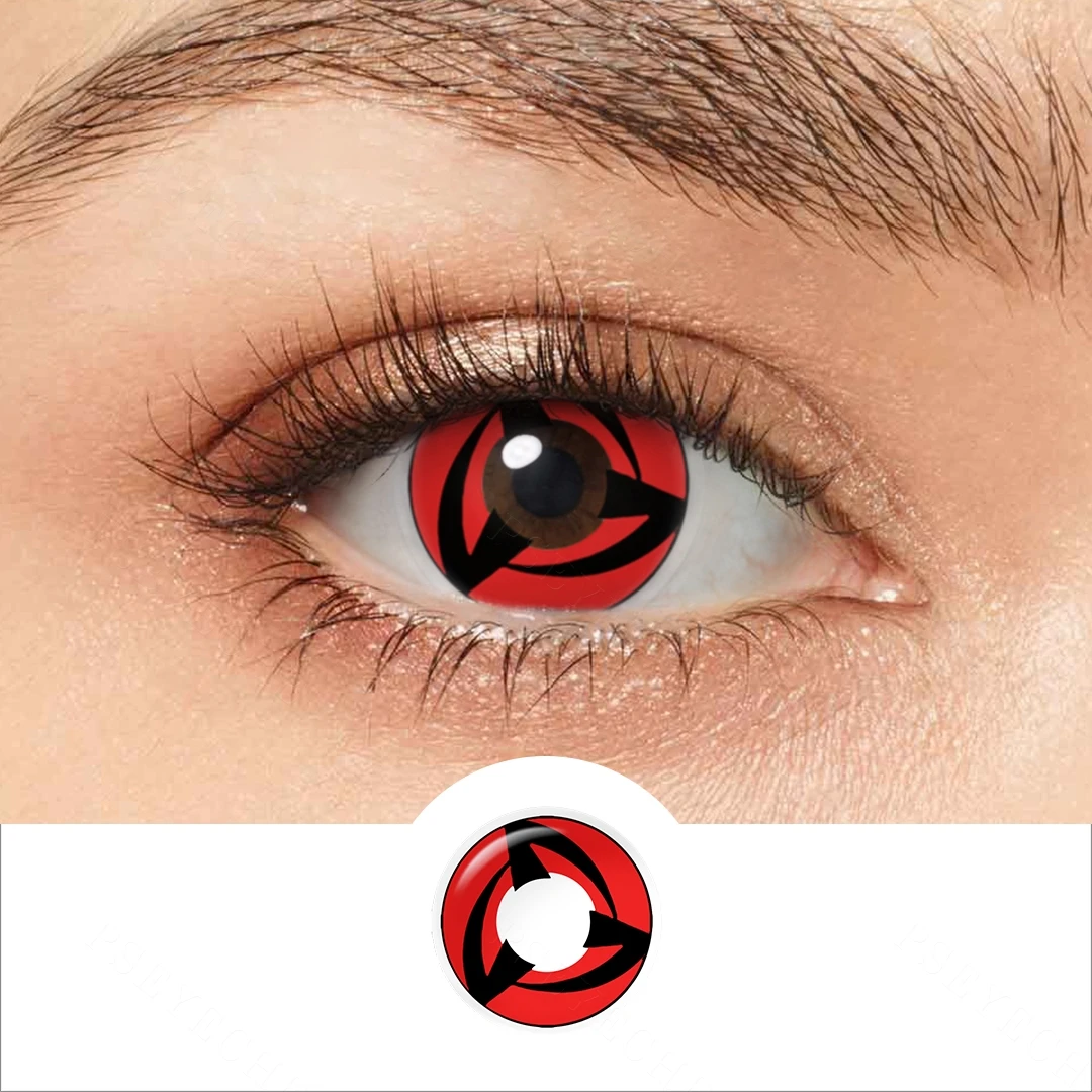 Lente vermelha do Sharingan do Kakashi, de Naruto, no olho e solta