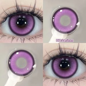 Lente roxa Cyber Night Violet de 14,5 mm, de perto e usada no olho, para cosplay
