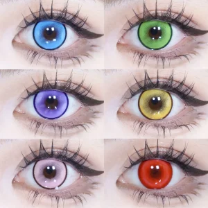 Lentes de contato de 14,5 mm em azul, verde, roxo, amarelo, rosa e vermelho