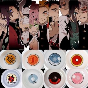 Lentes de contato de Demon Slayer em vários modelos: Akaza, Rengoku e Nezuko