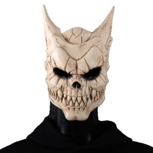 Máscara de caveira com chifres do Kaiju No. 8, de Kafka Hibino, em borracha, de frente