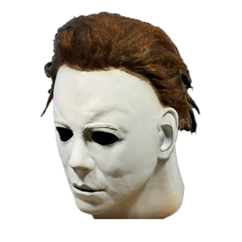 Máscara do Michael Myers em três quartos, com cabelo castanho curto