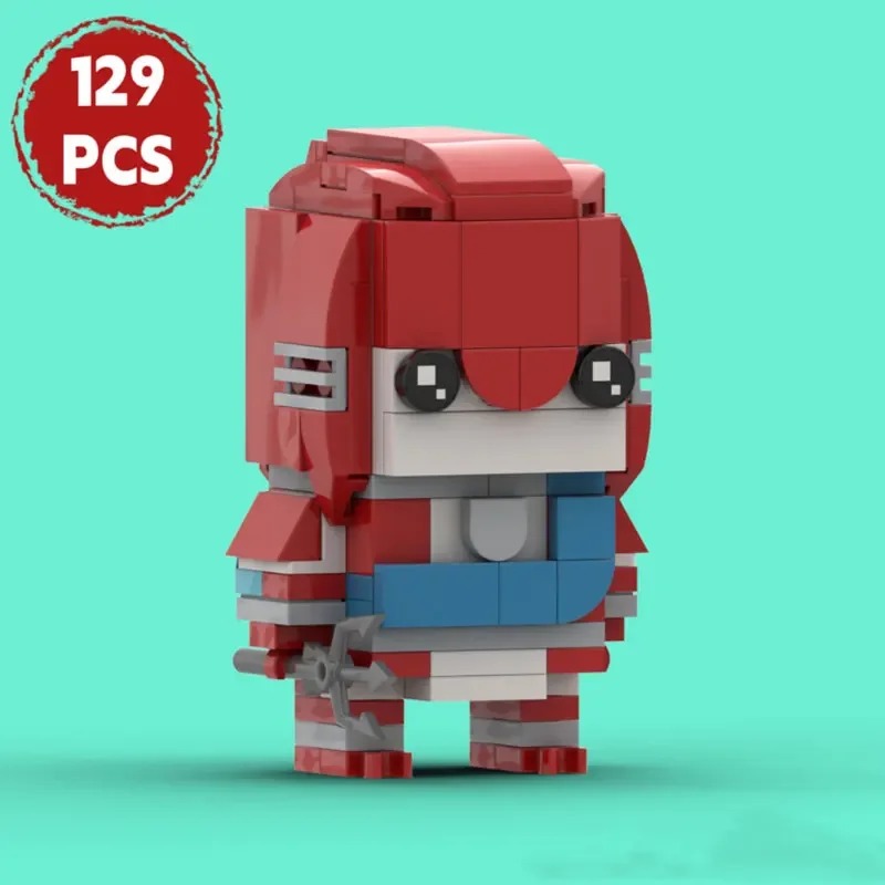 Mini boneco de blocos de cabeça grande, vermelho e azul, com 129 peças, da linha Zelda