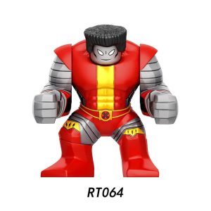 Mini figure grande do Colossus, dos X-Men, de uniforme vermelho e amarelo e braços de aço