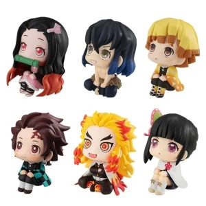 Miniaturas de Demon Slayer: Nezuko, Inosuke, Zenitsu, Tanjiro, Rengoku e Kanao