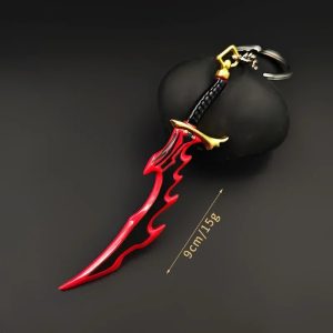 Espada Knight Killer de 9 cm, vermelha e preta, presa a um chaveiro, Solo Leveling