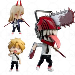 Miniaturas de Chainsaw Man: Power, Denji e Denji em forma de demônio da serra