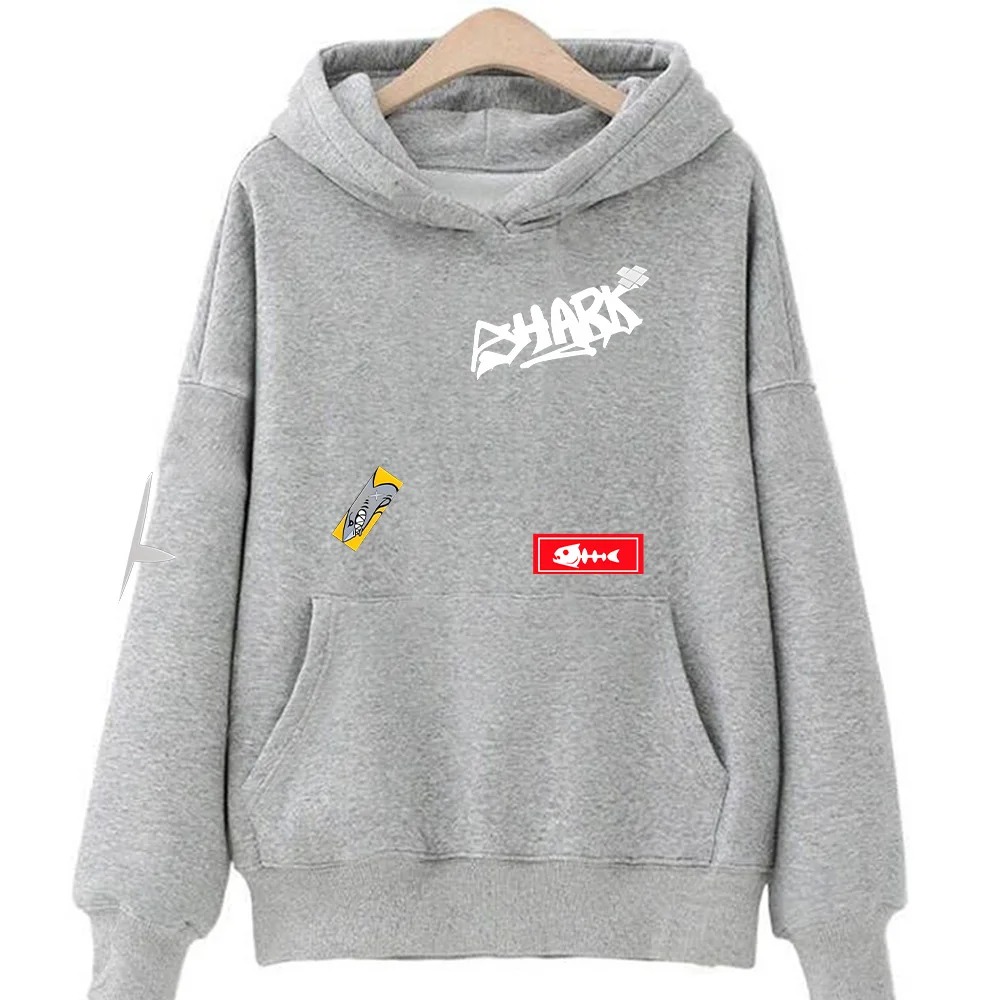 Moletom cinza com capuz, bolso canguru e estampa da Ellen Joe, de Zenless Zone Zero