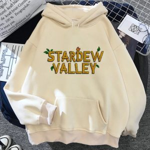 Moletom bege com o logo de Stardew Valley estampado no peito