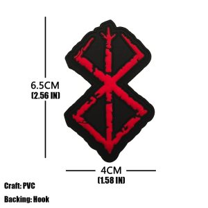 Patch 3D em PVC da Marca do Sacrifício, de Berserk, na cor vermelha, com 6,5 x 4 cm