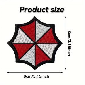 Patch do guarda-chuva vermelho e branco da Umbrella, de Resident Evil, com 8 cm