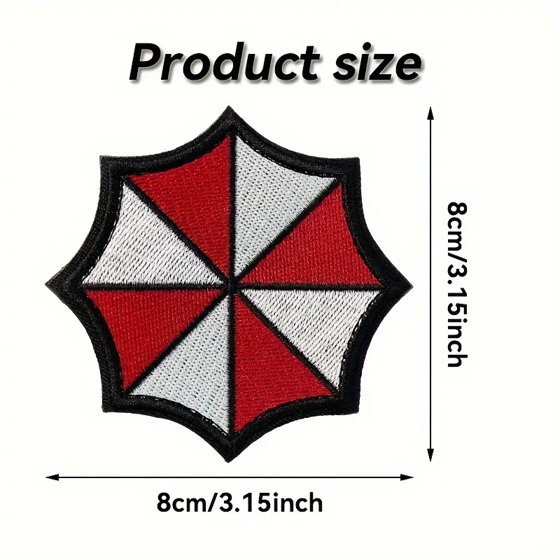 Patch do guarda-chuva vermelho e branco da Umbrella, de Resident Evil, com 8 cm