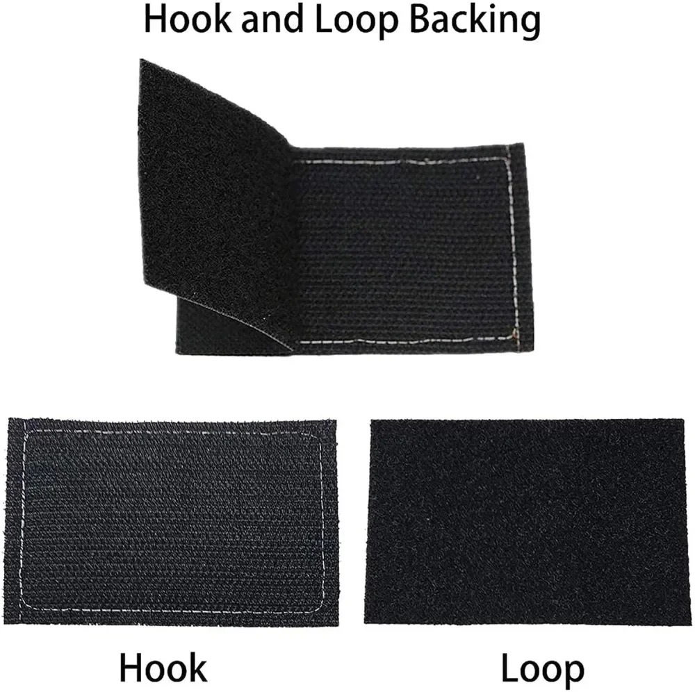 Parte de trás do patch da Makima, com as peças de velcro de gancho e laço separadas